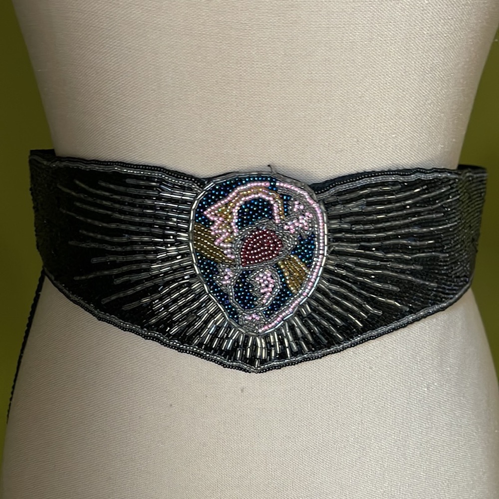VINTAGE CUMMERBUND SATIN TUXEDO BELT GLAM ROCKER BOHO SMALL